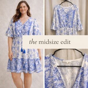 Blue & White Floral Dress | Resort Inspired | Label of Love Large